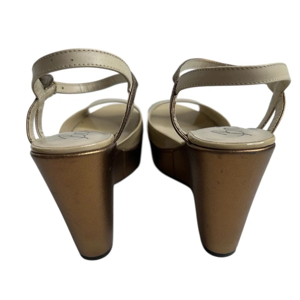 Brighton Sandals Women's 9‎ Shoe Flame Beige Open Toe Platform Wedge Ankle Strap